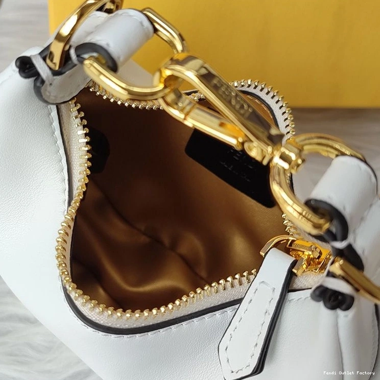 Affordable HOT Bag In Fendi Leather Calf Nano Fendigraphy White Hobo 0821